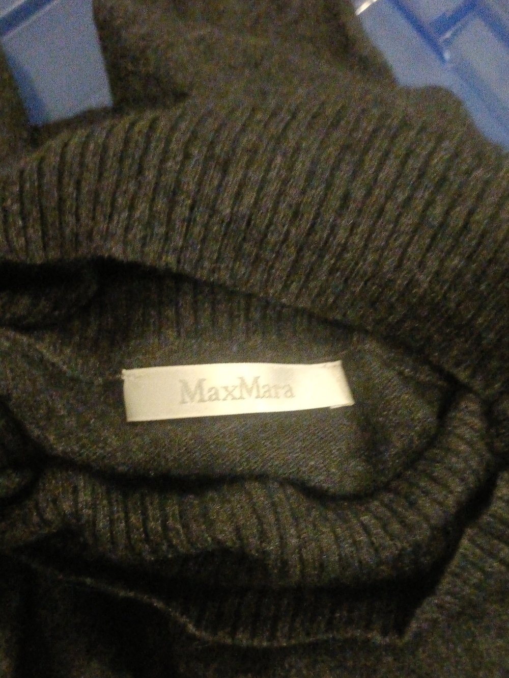 MaxMara Men's Charcoal Ribbed Turtleneck Sweater